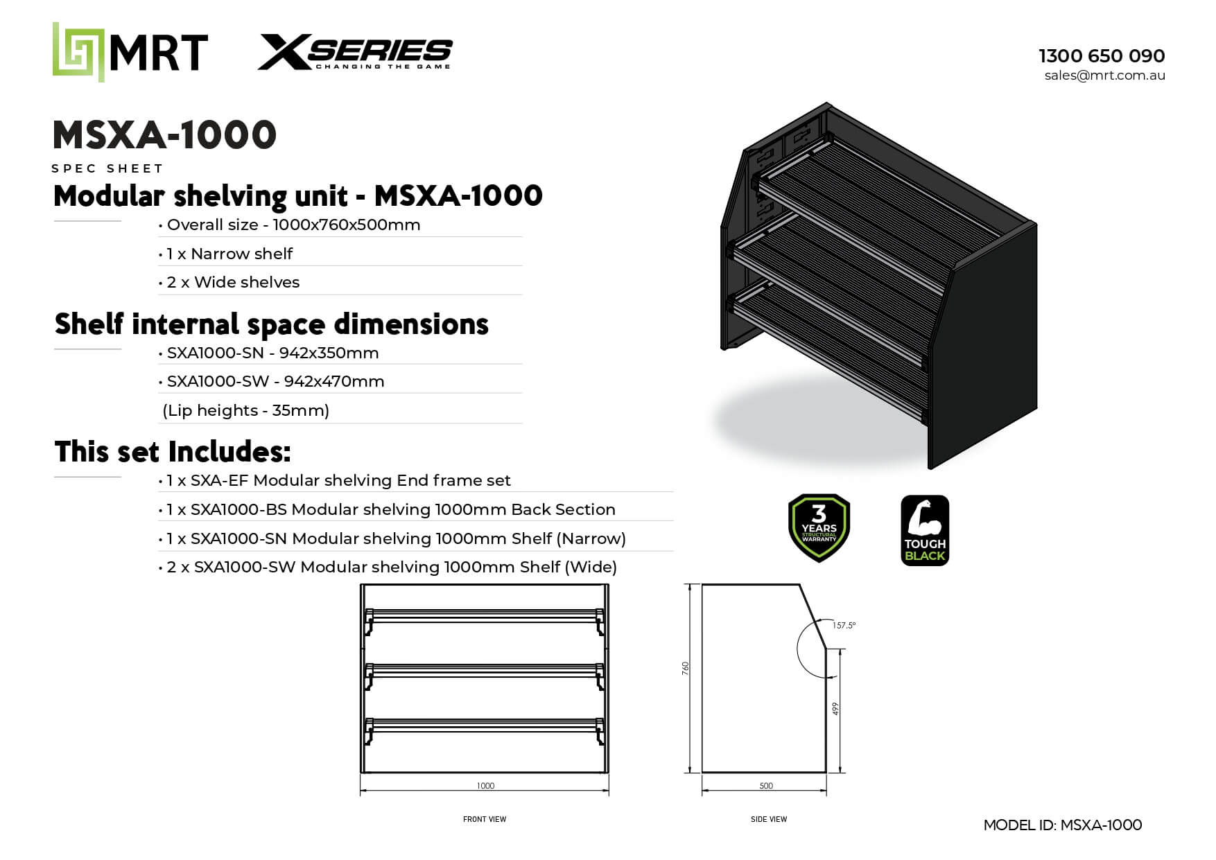 X-SERIES ADJUSTABLE SHELVING – MSXA-1000