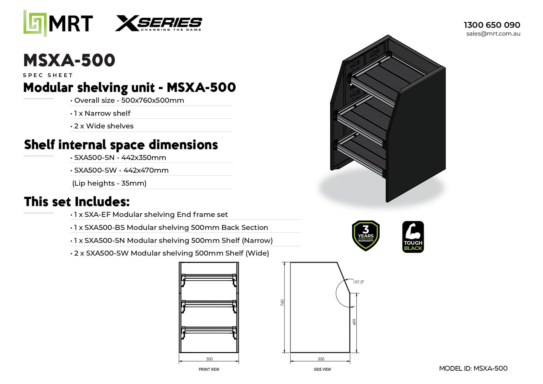 X-SERIES ADJUSTABLE SHELVING – MSXA-500