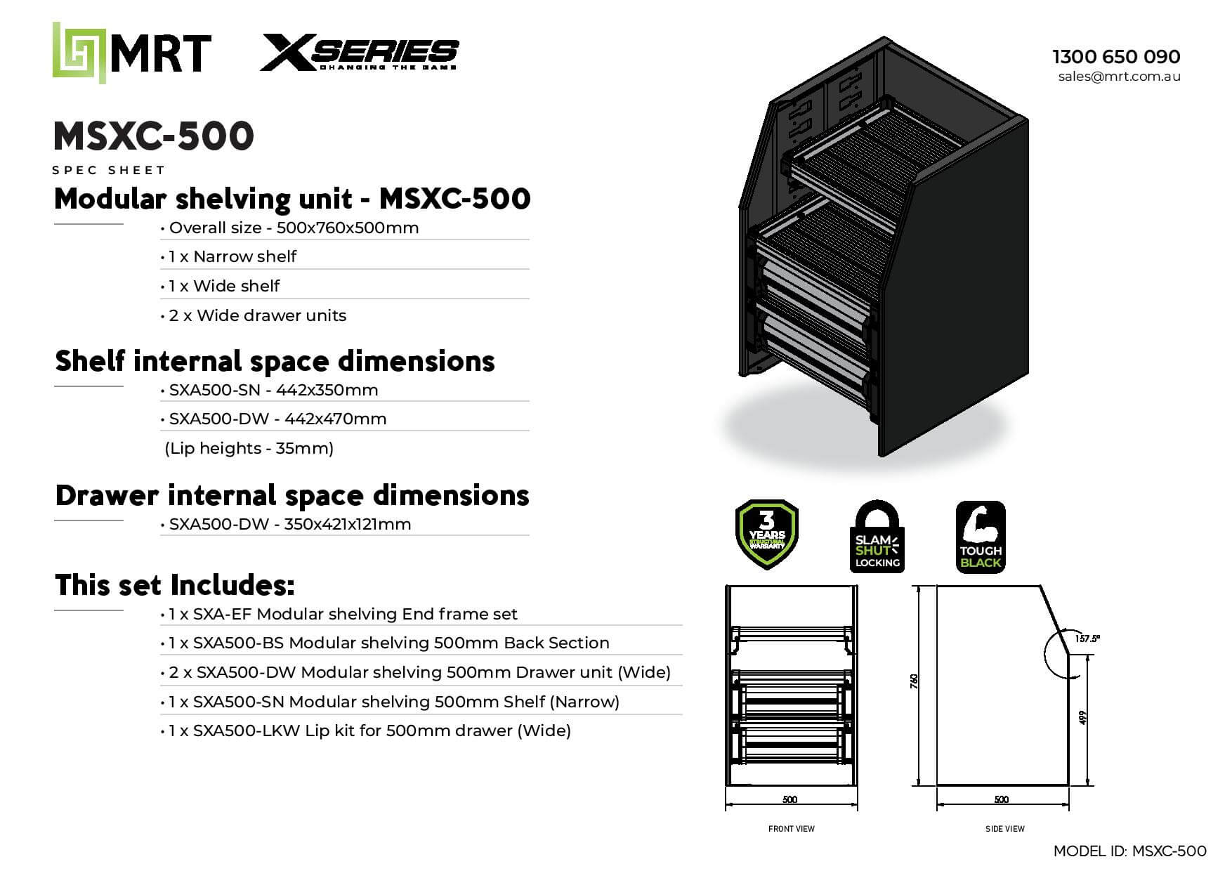 X-SERIES ADJUSTABLE SHELVING – MSXC-500