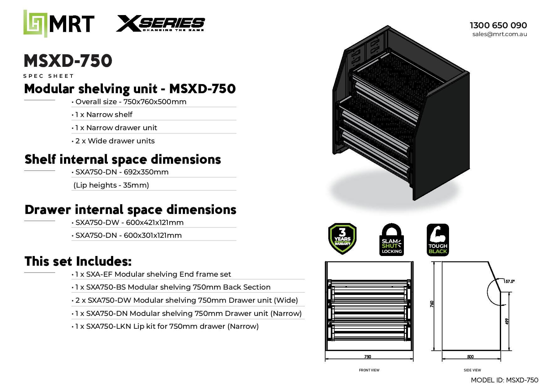 X-SERIES ADJUSTABLE SHELVING – MSXD-750