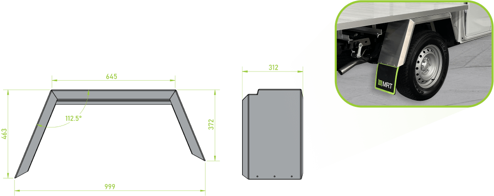 MRT flared mudguards for tray only ute tray