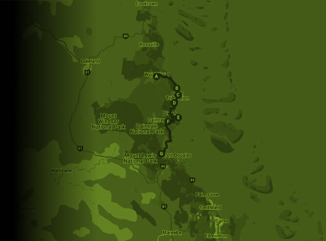 Daintree forest & cape tribulation map image