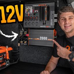 Daniel pointing at his 12v setup in his MRT Canopy